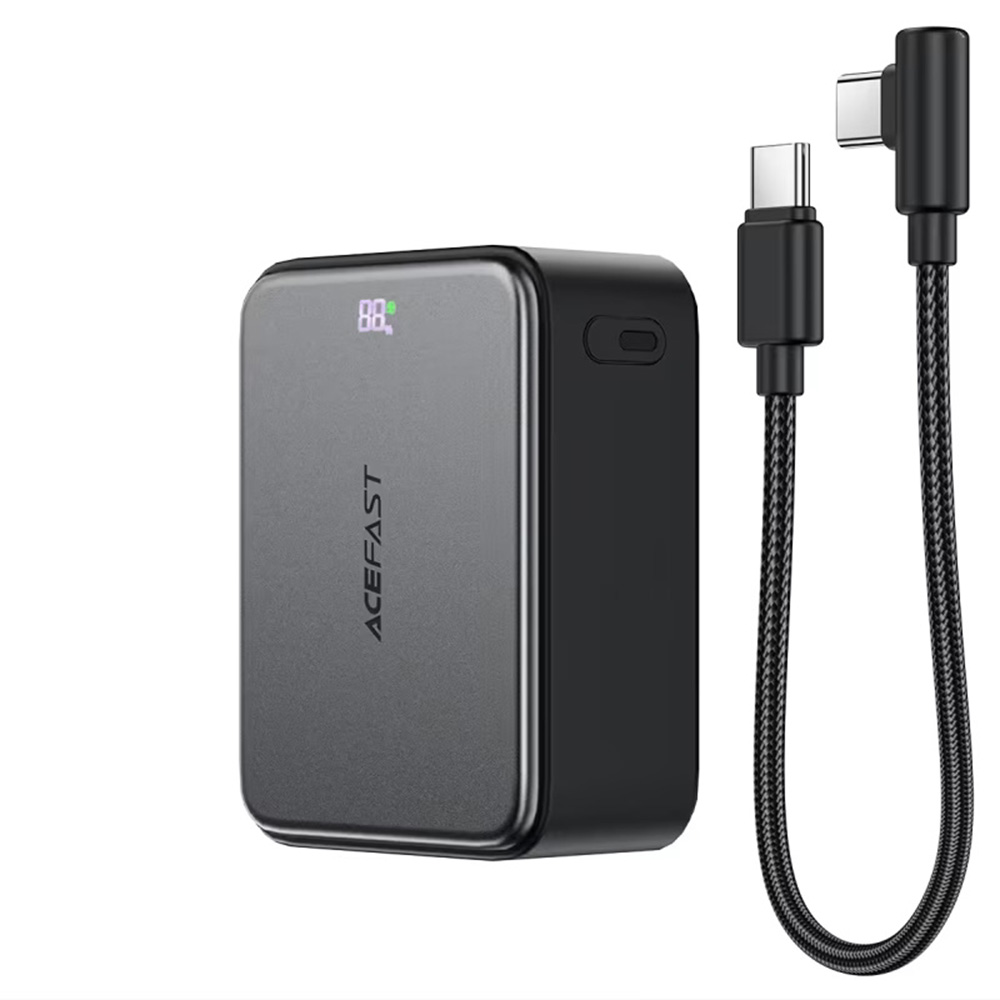 Външна батерия, 2x USB-C, 2x USB, USB, 10000mAh, 22.5W, LED дисплей, кабел - Acefast (M28) - Черна