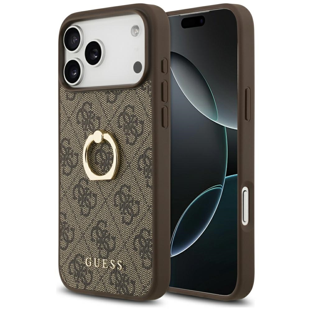 Калъф за iPhone 17 Pro Max - Guess Hardcase 4G Ring Stand (GUHCP17X4GMRBR) - Кафяв
