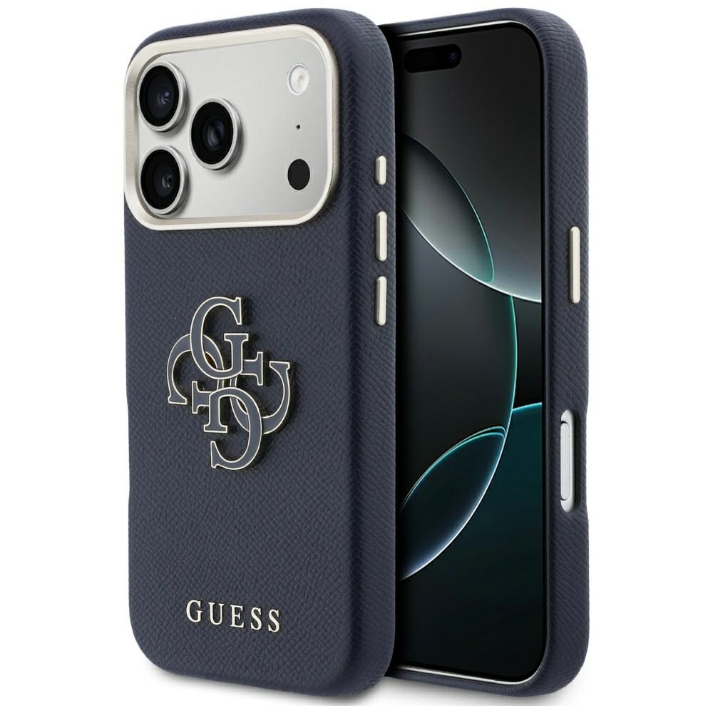 Калъф за iPhone 17 Pro Max - Guess Hardcase Resin Logo (GUHCP17X5PS4RGGB) - Син