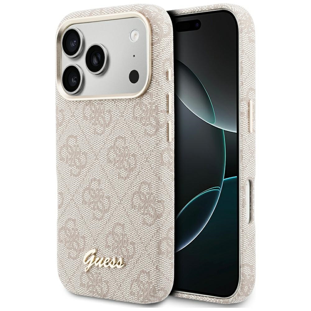 Калъф за iPhone 17 Pro - Guess 4G Script MagSafe (GUHMP17L5P4F4FWMSP) - Розов