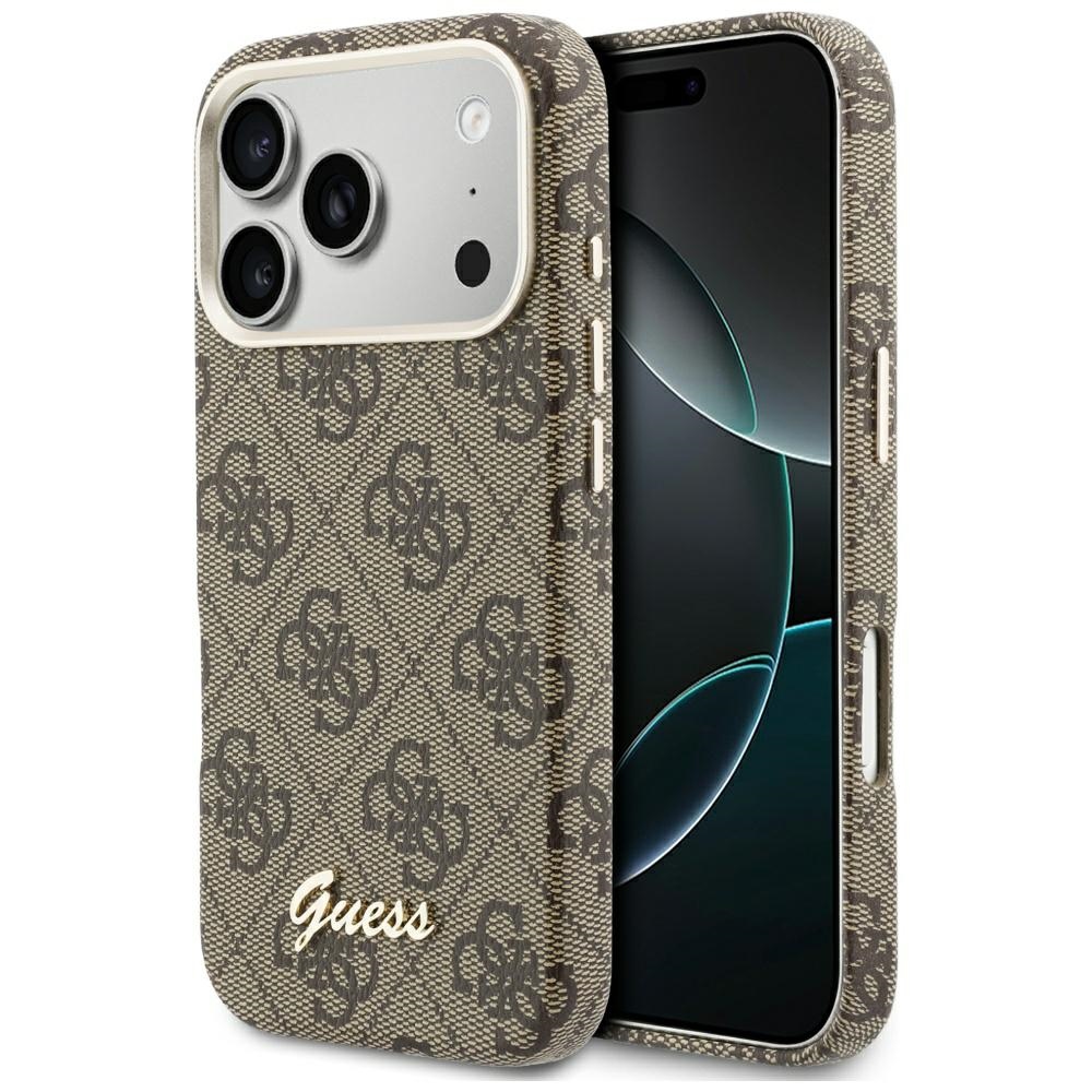 Калъф за iPhone 17 Pro - Guess 4G Script MagSafe (GUHMP17L5P4FWWMSW) - Кафяв