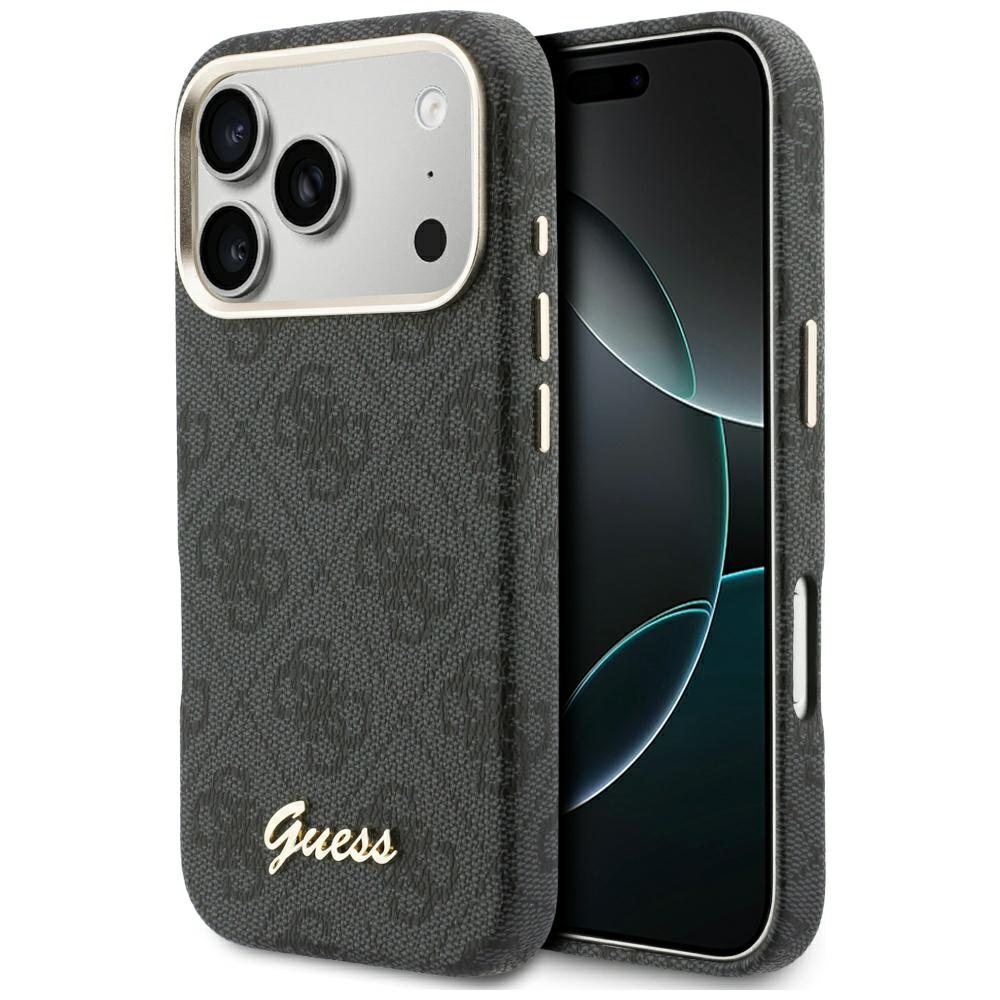 Калъф за iPhone 17 Pro Max - Guess 4G Script MagSafe (GUHMP17X5X5P4FWWMSK) - Черен