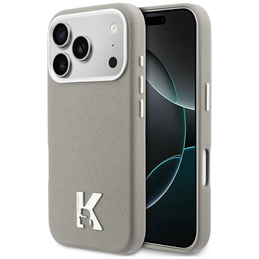 Калъф за IPhone 17 Pro - Karl Lagerfeld Hardcase Leather MagSafe (KLHMP17L5PGFKHGG) - Сив