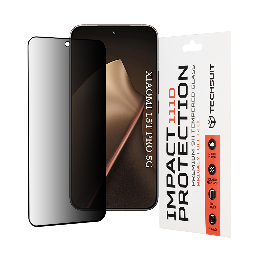 Калъф за Xiaomi 15T Pro - Techsuit 111D Privacy Full Glue - Черен
