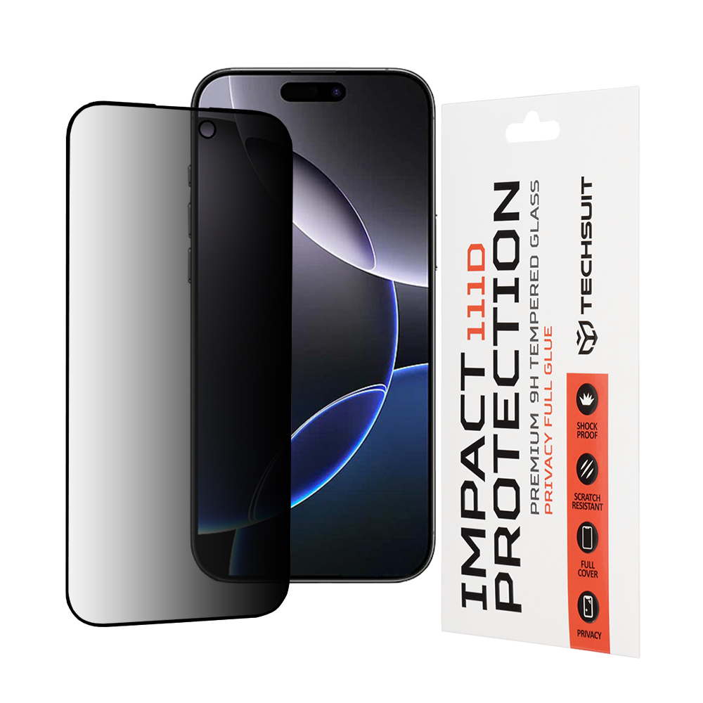 Калъф за iPhone 16 Pro Max - Techsuit 111D Privacy Full Glue - Черен