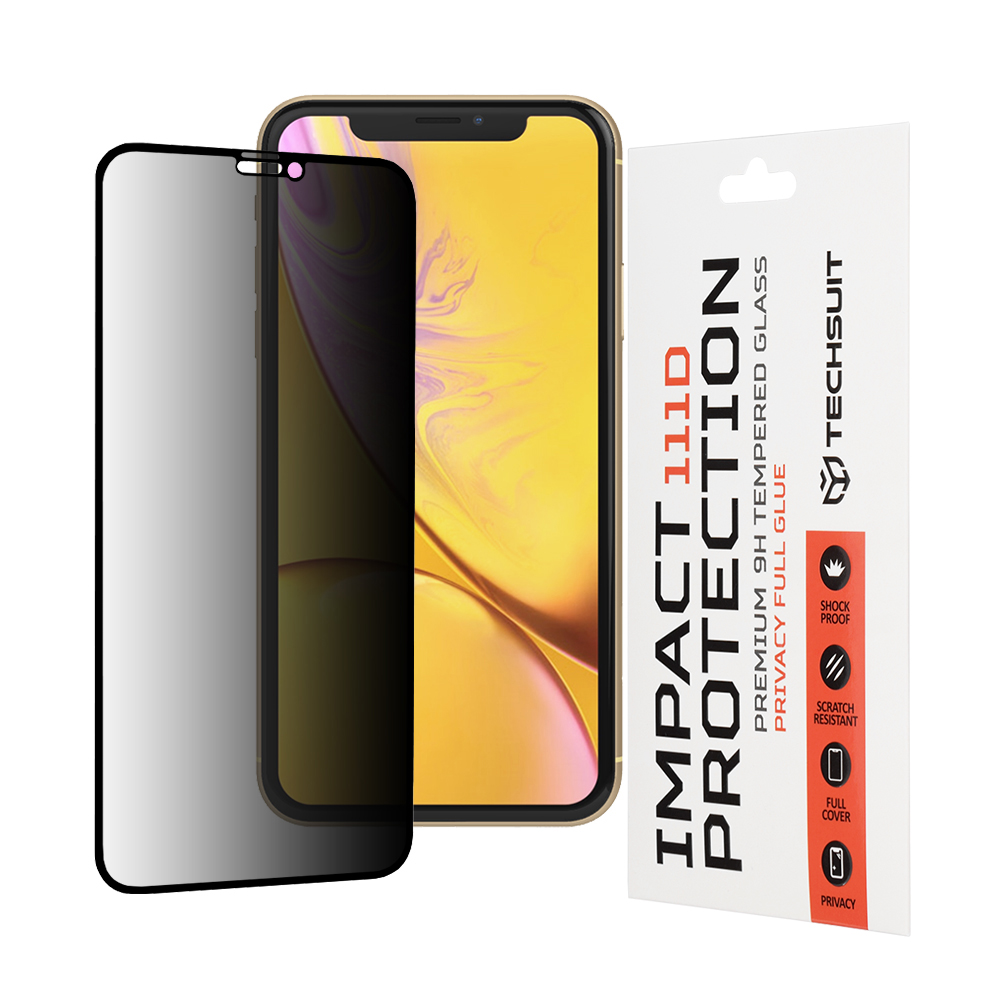 Калъф за iPhone XR / iPhone 11 - Techsuit 111D Privacy Full Glue - Черен