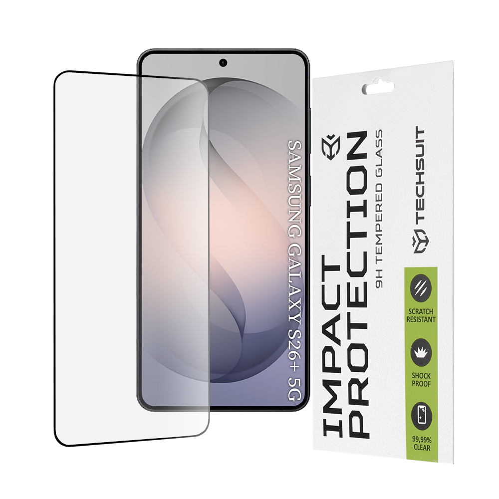Калъф за Samsung Galaxy S26 Plus - Techsuit 111D Full Cover / Full Glue Glass - Черен