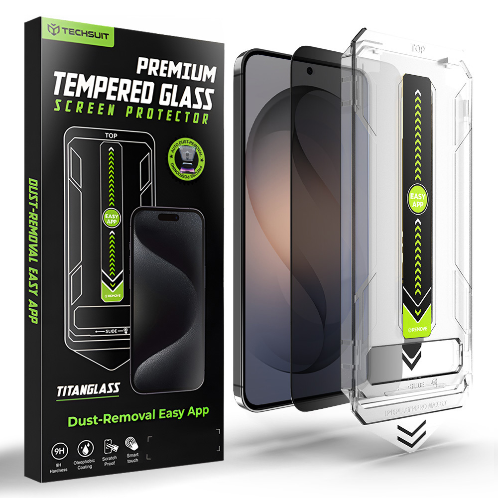 Капак за Samsung Galaxy S26 - Techsuit TitanGlass CrystalHD [Съвместим с отключване с пръстов отпечатък] - Поверителност
