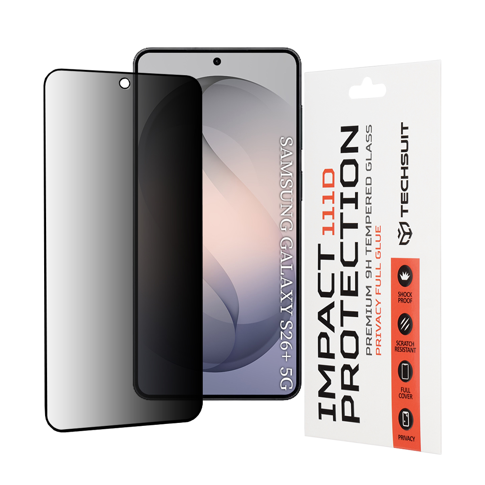 Калъф за Samsung Galaxy S26 Plus - Techsuit 111D Privacy Full Glue - Черен