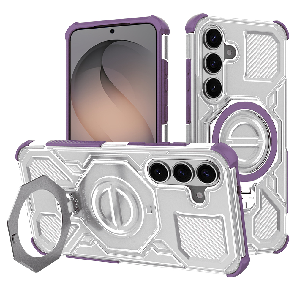 Калъф за Samsung Galaxy S26 - Techsuit Carbon Shield PRO - Лилав прозрачен