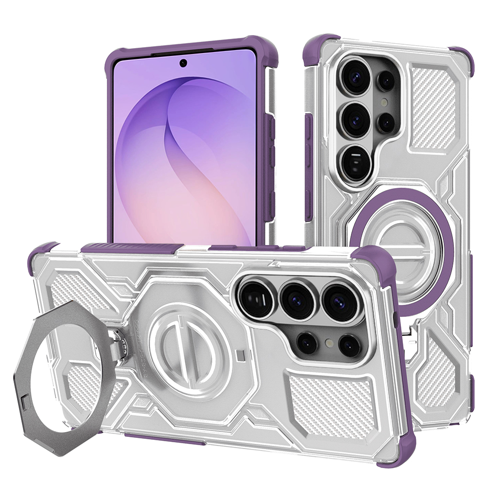 Калъф за Samsung Galaxy S26 Ultra - Techsuit Carbon Shield PRO - Лилав прозрачен