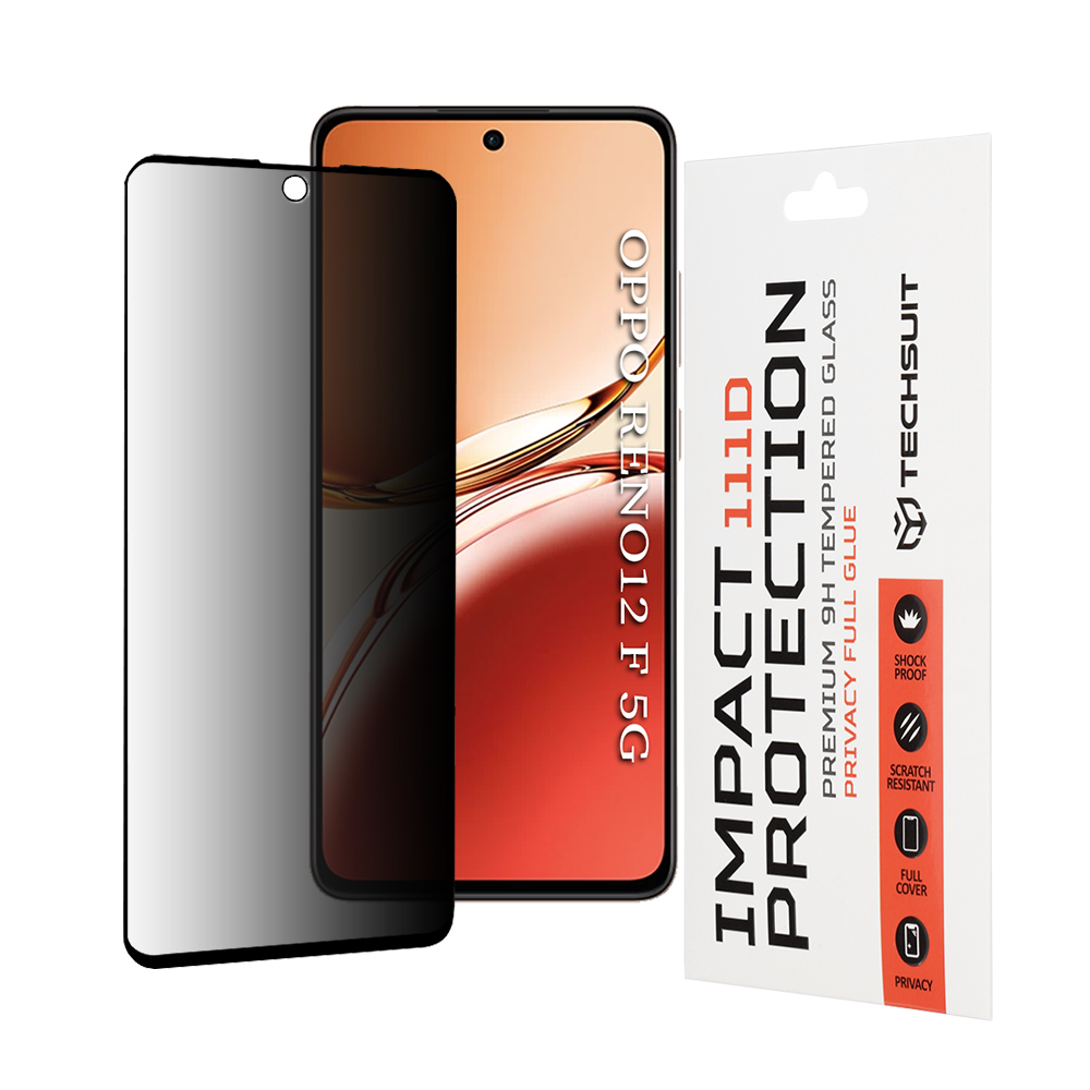 Капак за Oppo Reno12 F 4G / Reno12 F 5G / Reno12 FS 4G / Reno12 FS 5G - Techsuit 111D Privacy Full Glue - Черен