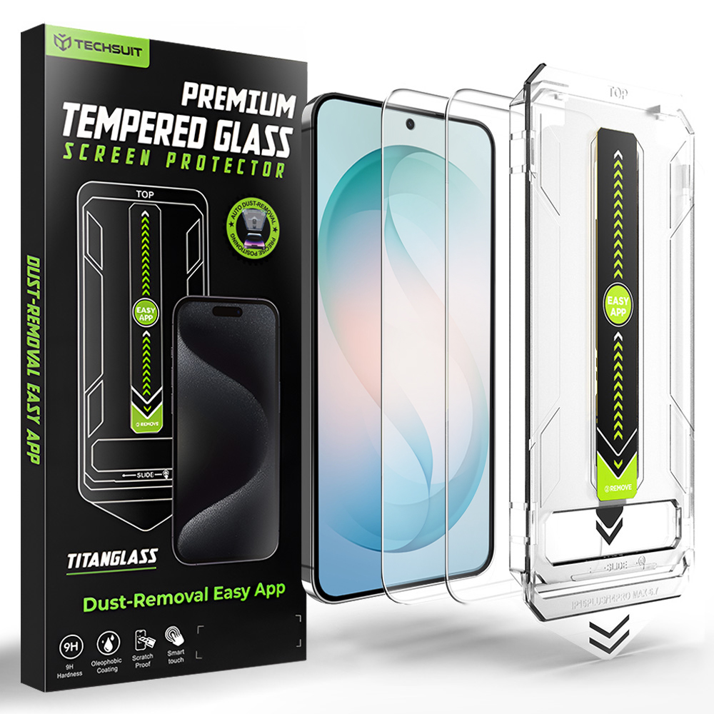 Калъф за Samsung Galaxy S26 Plus (комплект 2) - Techsuit TitanGlass CrystalHD [съвместим с отключване с пръстов отпечатък] - Прозрачен