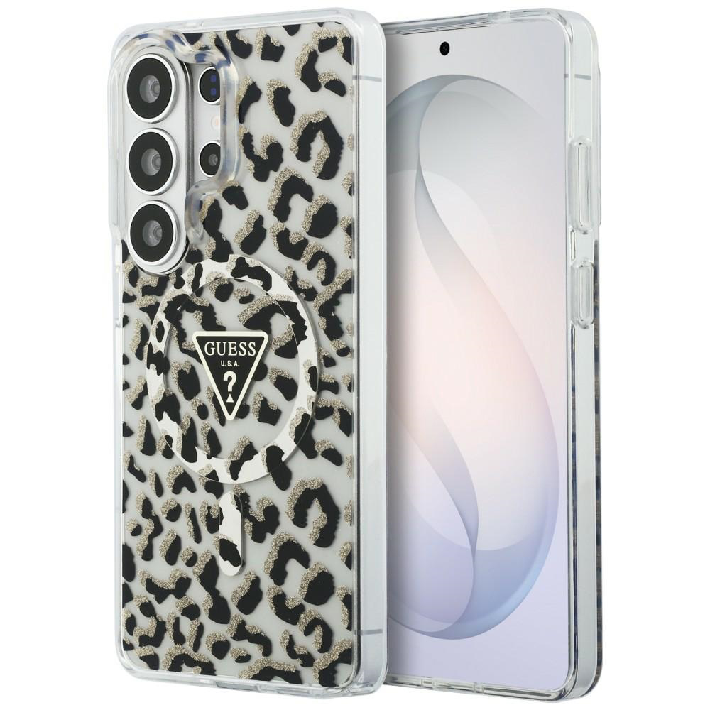 Калъф за Samsung Galaxy S26 Ultra - Guess IML Leopard Print Triangle Triangle MagSafe (GUHMS26LHLEGTGLK) - Черен