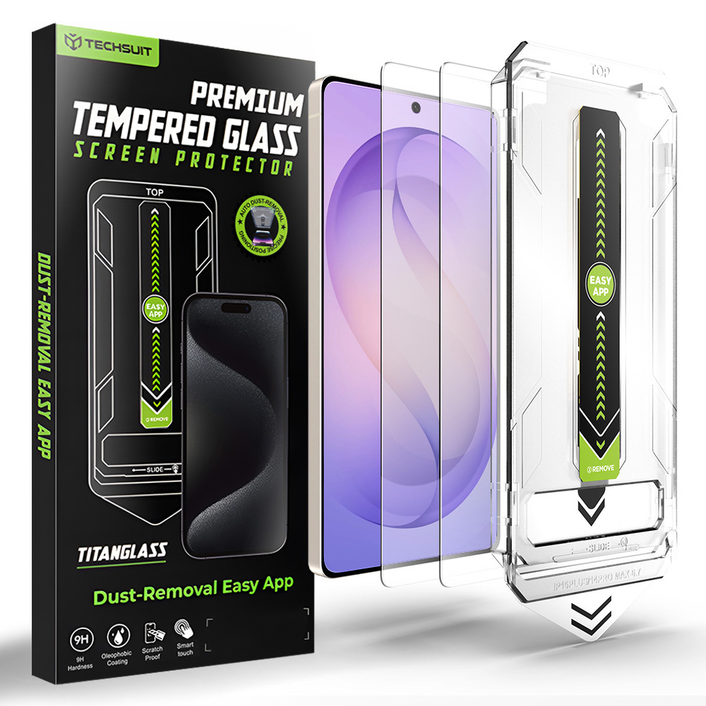 Калъф за Samsung Galaxy S26 Ultra (комплект 2) - Techsuit TitanGlass CrystalHD [съвместим с отключване с пръстов отпечатък] - Прозрачен