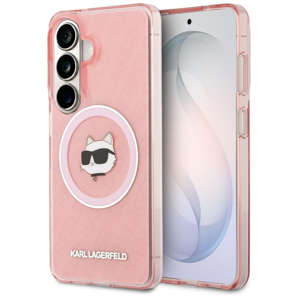 Калъф за Samsung Galaxy S26 Plus - Karl Lagerfeld IML Choupette Head on KL Repeated Logo MagSafe (KLHMS26MHMHMKBCHOP) - Розов
