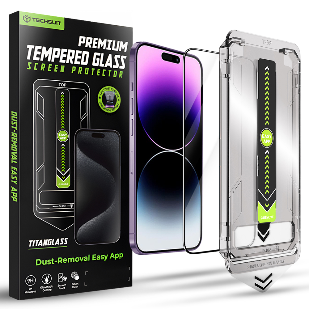Калъф за iPhone 14 Pro Max - Techsuit TitanGlass FullCover - Черен