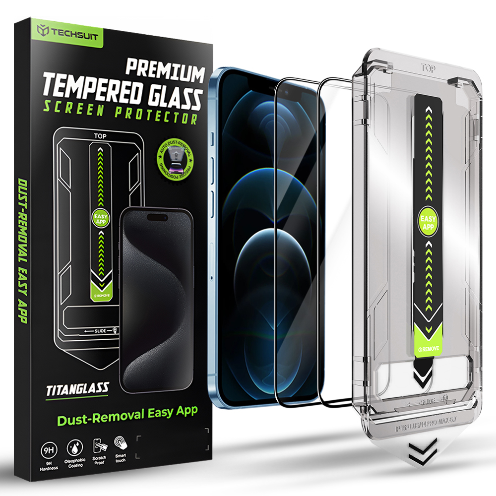 Калъф за iPhone 12 Pro Max (комплект от 2) - Techsuit TitanGlass FullCover - Черен