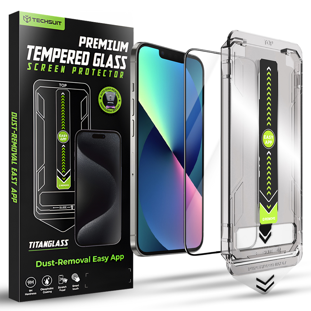 Калъф за iPhone 13 / iPhone 13 Pro / iPhone 14 / iPhone 16e / iPhone 17e - Techsuit TitanGlass FullCover - Черен