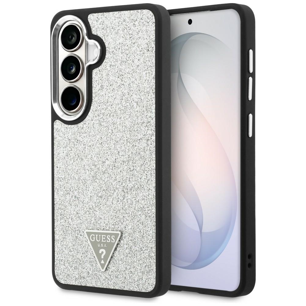 Калъф за Samsung Galaxy S26 - Guess Fixed Glitter Triangle Logo MagSafe (GUHMS26SPFGGTSCMS) - Сребрист