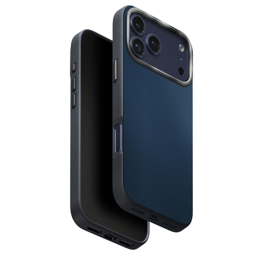 Калъф за iPhone 17 Pro - UNIQ Lyden Leatherette - син / черен
