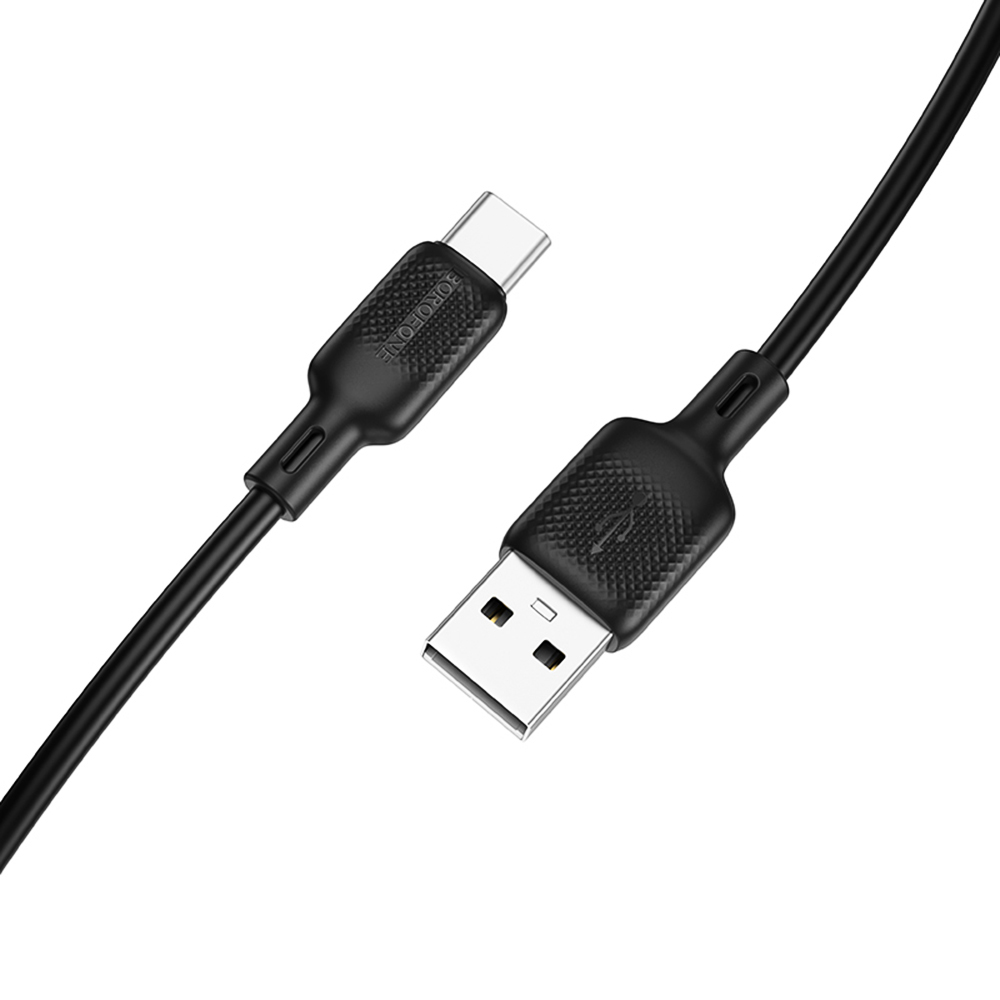 Захранващ кабел, USB, USB, USB-C, 1 м - Borofone Lenny (BX113) - Черен