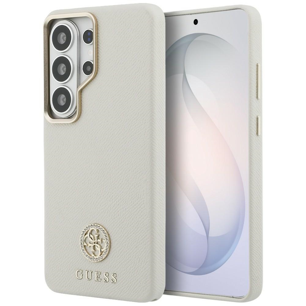 Чантичка за Samsung Galaxy S26 Ultra - Guess Rhinestone Round Logo MagSafe (GUHMS26LPGCRMDEE) - бежова