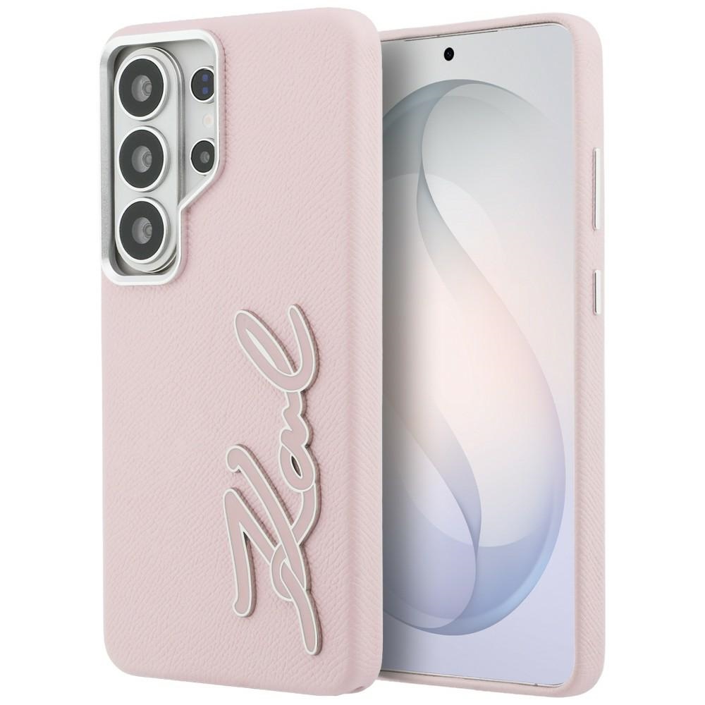 Калъф Samsung Galaxy S26 Ultra - Karl Lagerfeld Full Wrapped Grained Leather with Signature Resin Logo (KLHCHCS26LPGFKSRSP) - Розов
