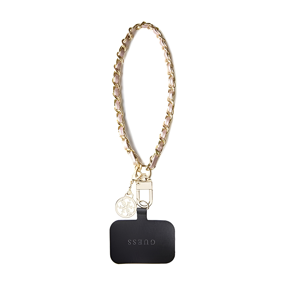 Регулируема универсална каишка за телефон - Guess Hand Strap Saffiano 4G Charm (GUOUCHSAMC4P) - Черна