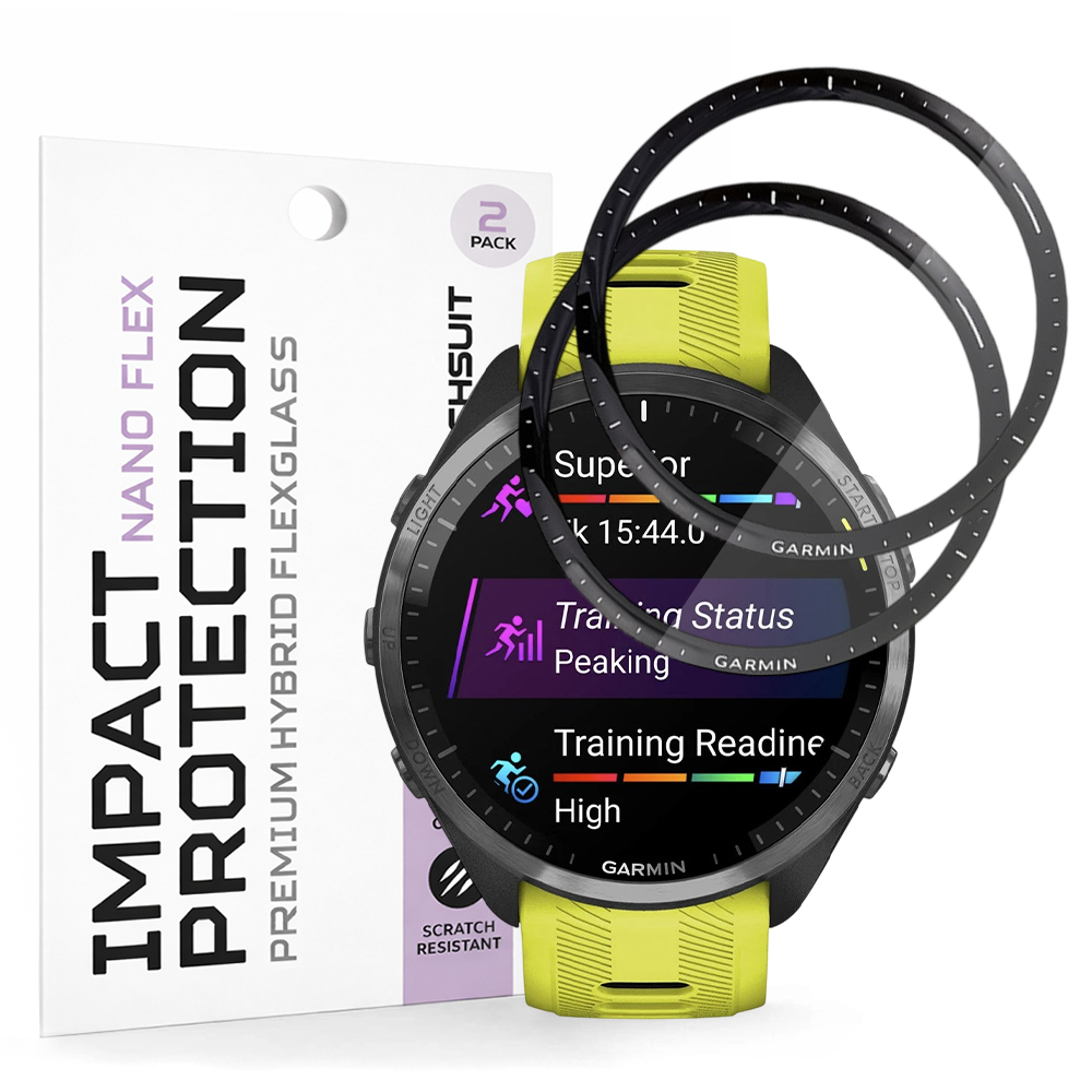 Капак за Garmin Forerunner 965 (комплект от 2) - Techsuit Nano Flex - Черен
