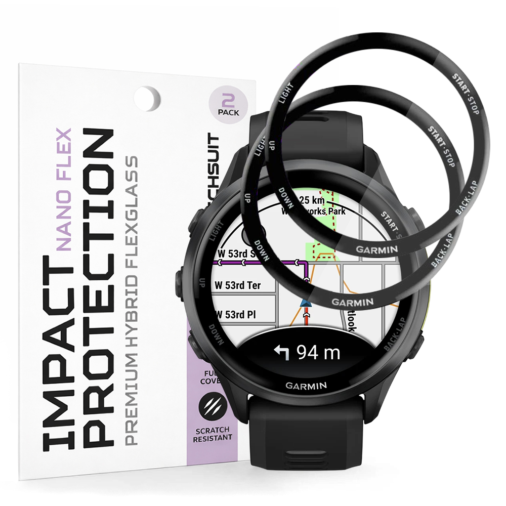 Фолио за Garmin Forerunner 970 / Forerunner 570 47 мм (комплект 2) - Techsuit Nano Flex - черно