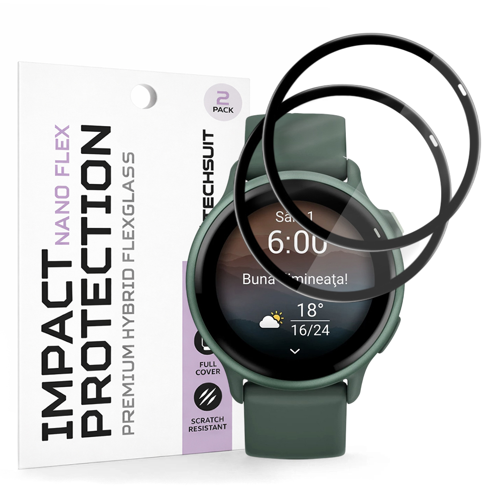 Капак за Garmin vivoactive 6 (комплект от 2) - Techsuit Nano Flex - Черен