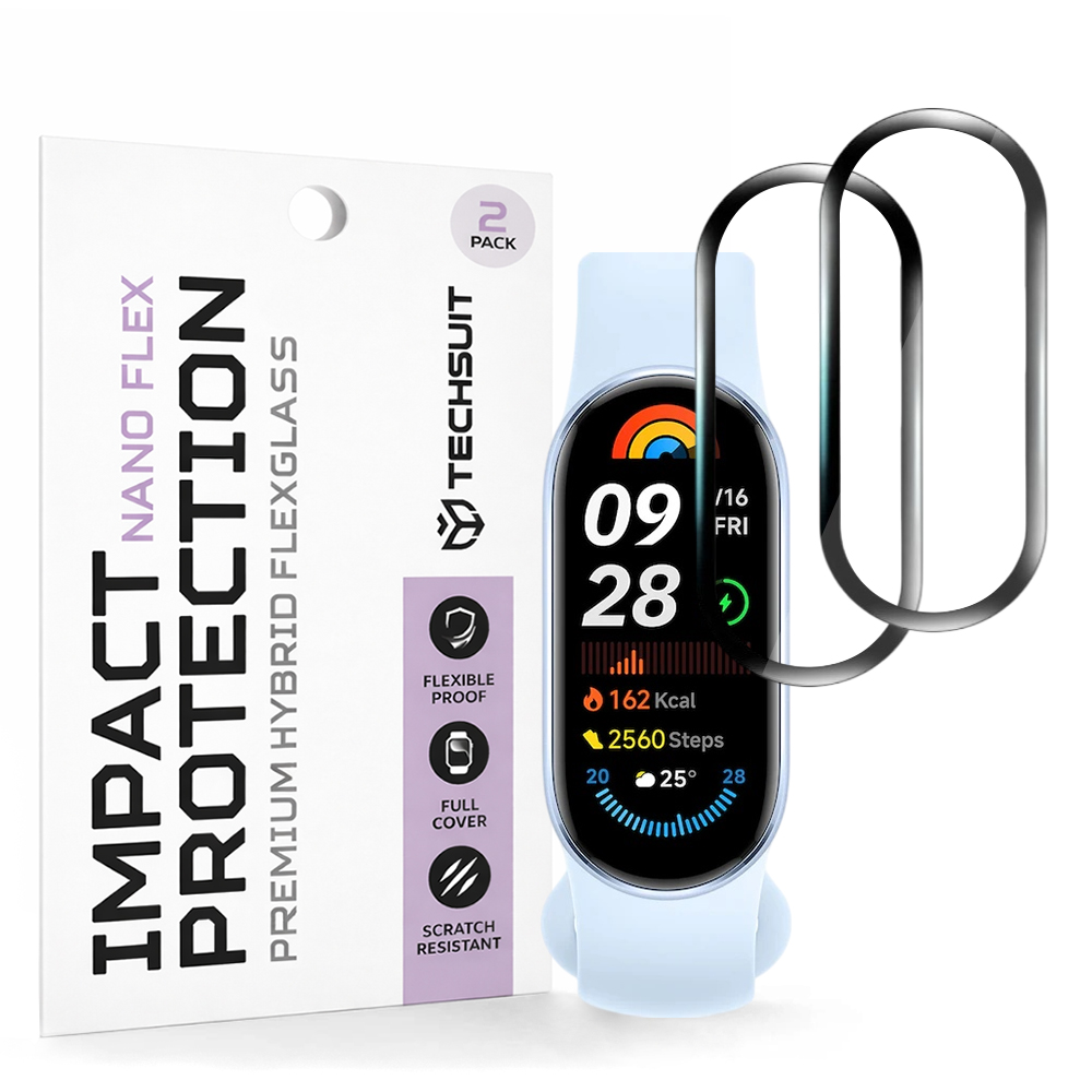 Калъф за Xiaomi Mi Band 9/9 NFC (комплект 2) - Techsuit Nano Flex - Черен