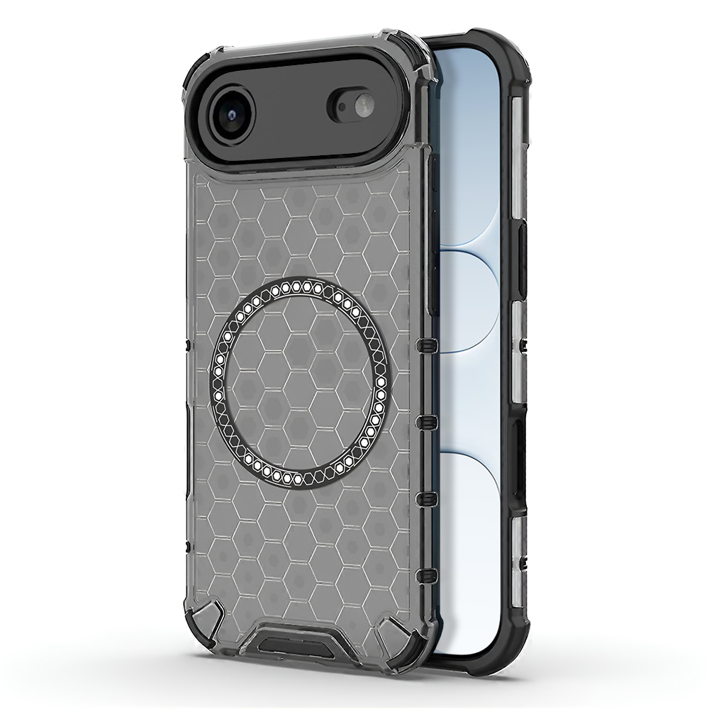 Прозрачен калъф за iPhone 17 Air - Techsuit HoneyComb Shield MagSafe [Camera Protection] - Черен