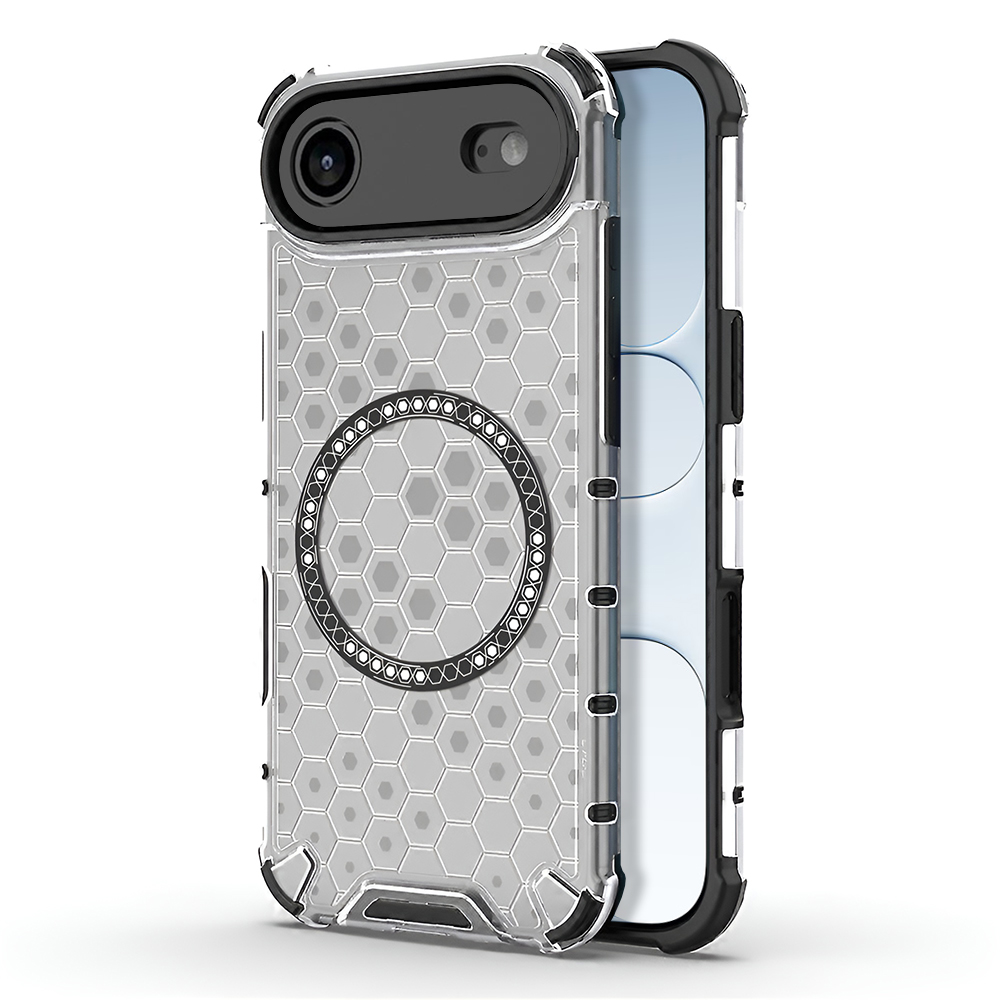 Прозрачен калъф за iPhone 17 Air - Techsuit HoneyComb Shield MagSafe [Camera Protection] - Бял