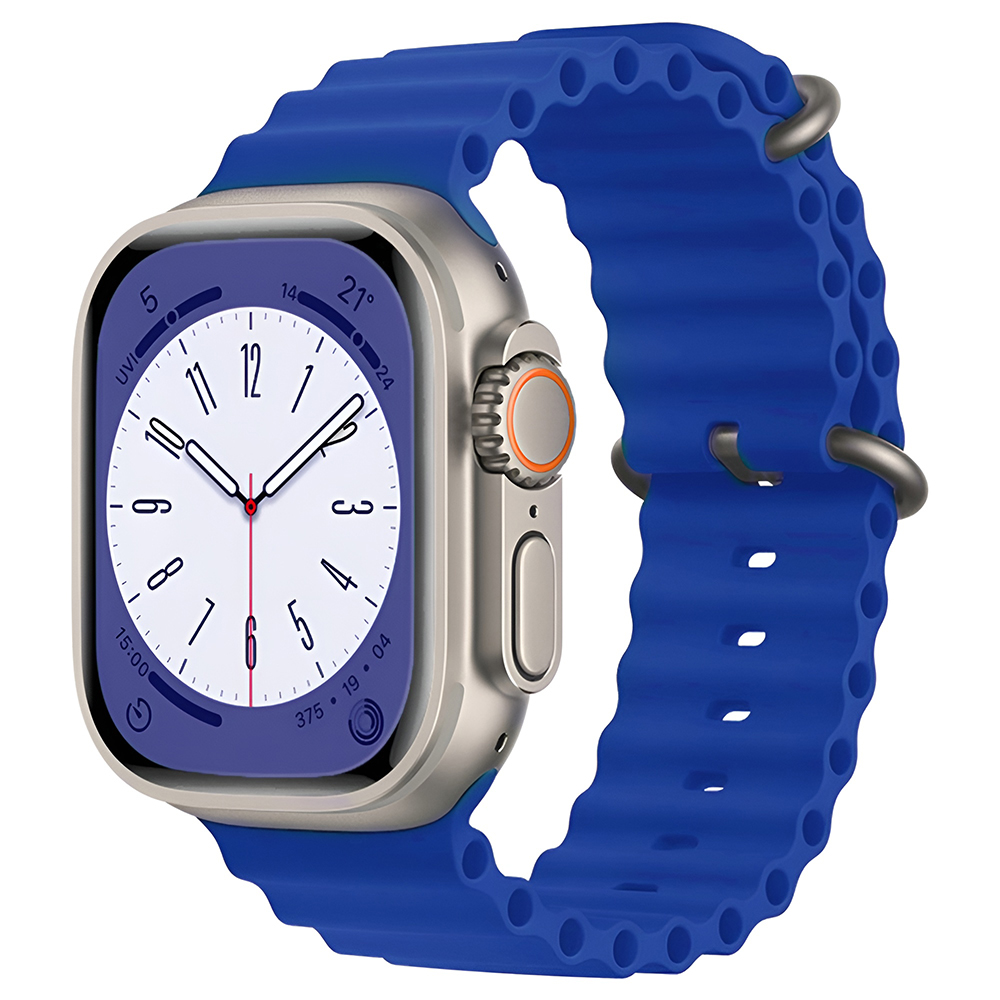 Каишка за Apple Watch 1/2/3/3/4/4/5/5/5/6/6/7/8/7/8/9/9/10/11/SE/SE 2/SE 3/Ultra/Ultra/Ultra 2/Ultra 3 (42/44/45/46/49 мм) - Каишка за часовник Techsuit (W038) - Син