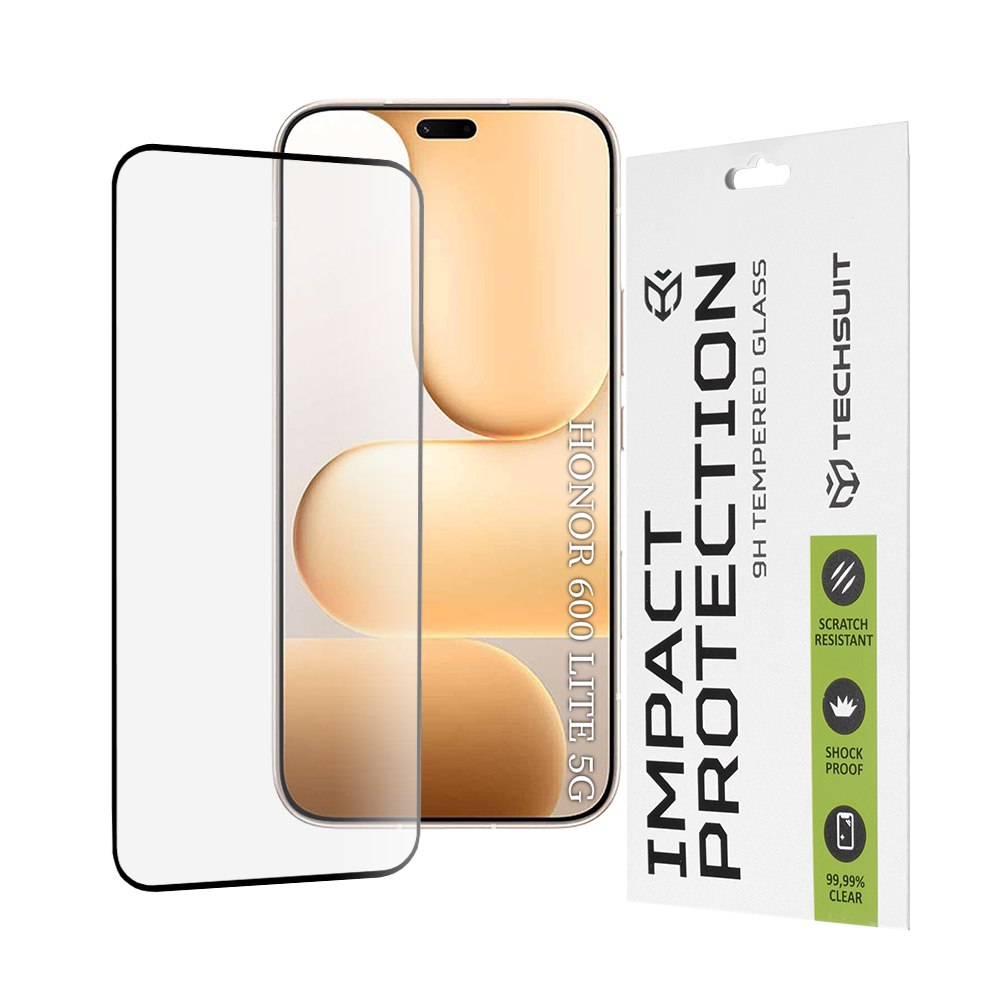 Капак за Honor 600 Lite - Techsuit 111D Full Cover / Full Glue Glass - Черен
