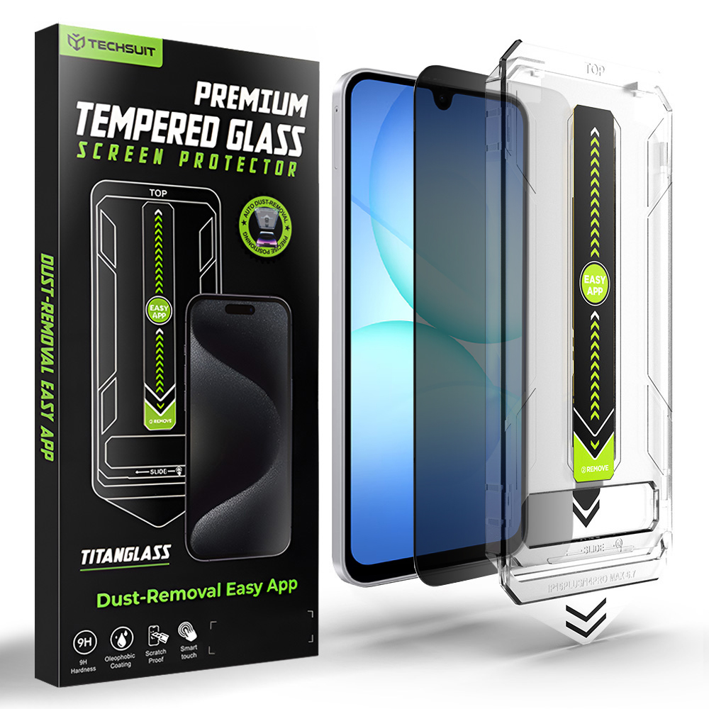 Протектор за екран за Samsung Galaxy A16 4G / A16 5G / A17 4G / A17 5G - Techsuit TitanGlass CrystalHD [Съвместимо отключване с пръстов отпечатък] - Поверителност