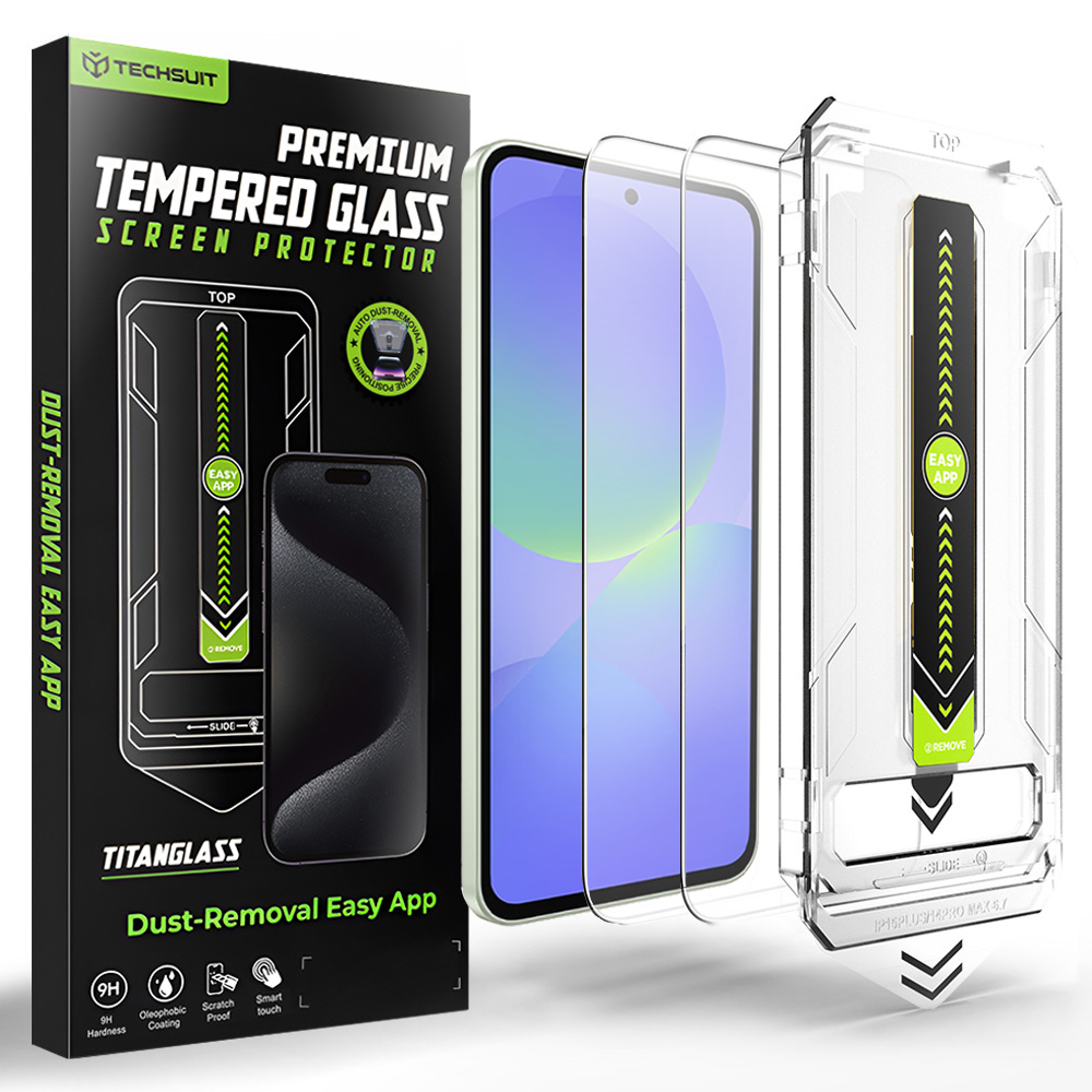 Калъф за Samsung Galaxy A36 5G / A37 5G (комплект 2) - Techsuit TitanGlass CrystalHD [съвместим с отключване с пръстов отпечатък] - Прозрачен