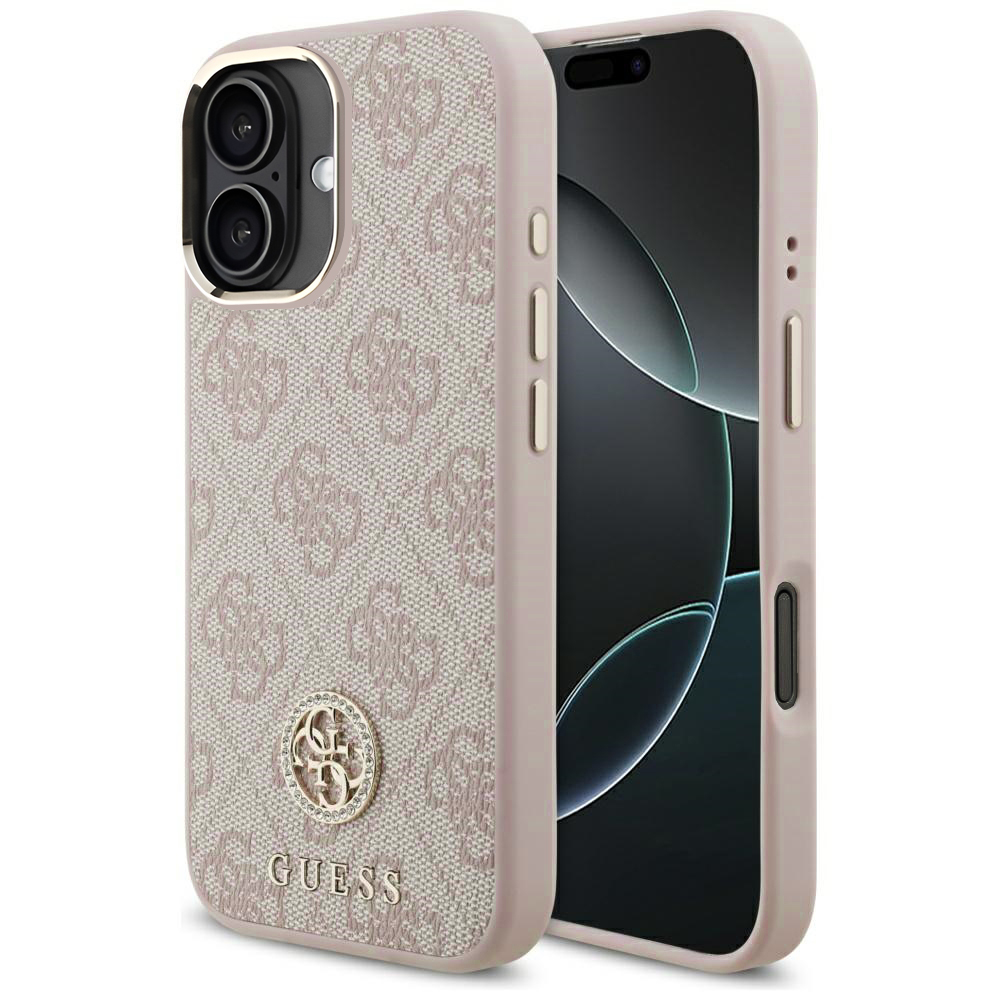 Калъф за iPhone 17 - Guess Hardcase 4G Rhinestone Logo MagSafe (GUHMP17SP4GRMDEP) - Розов