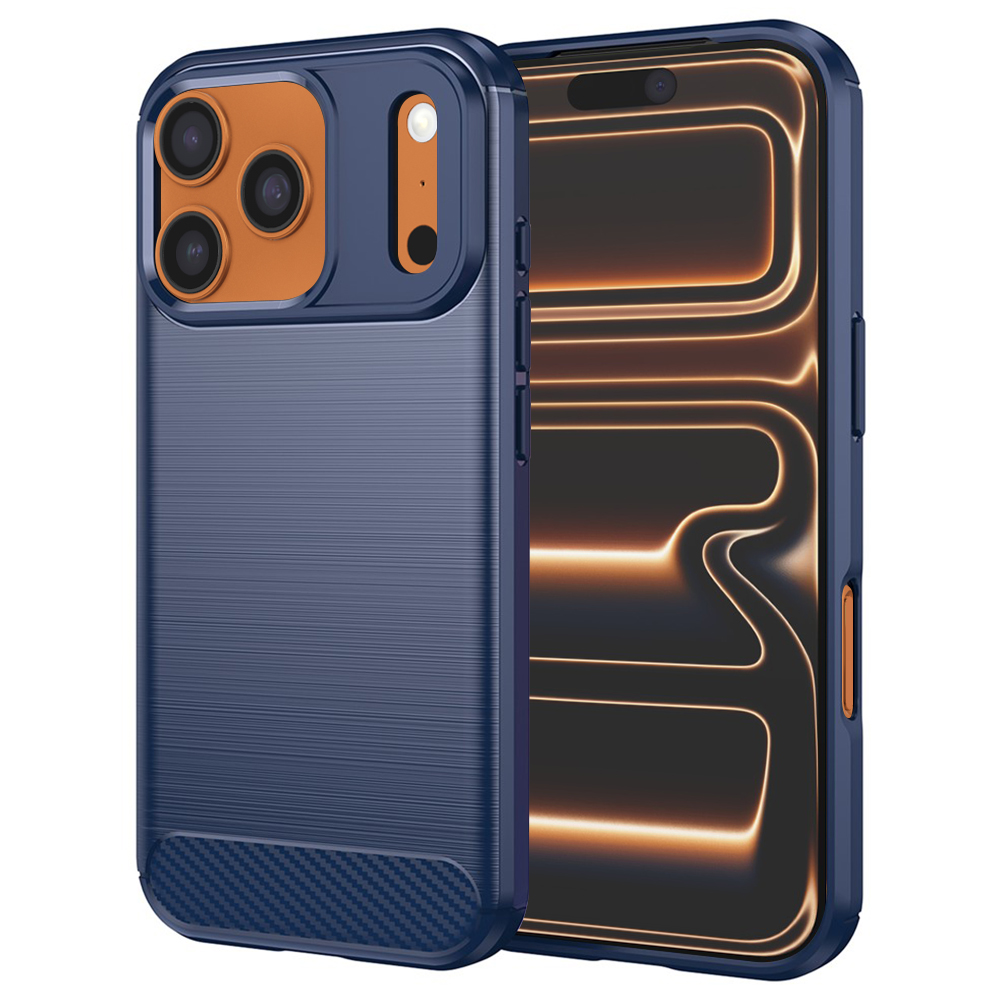 Калъф за iPhone 17 Pro Max - Techsuit Carbon Silicone - Син