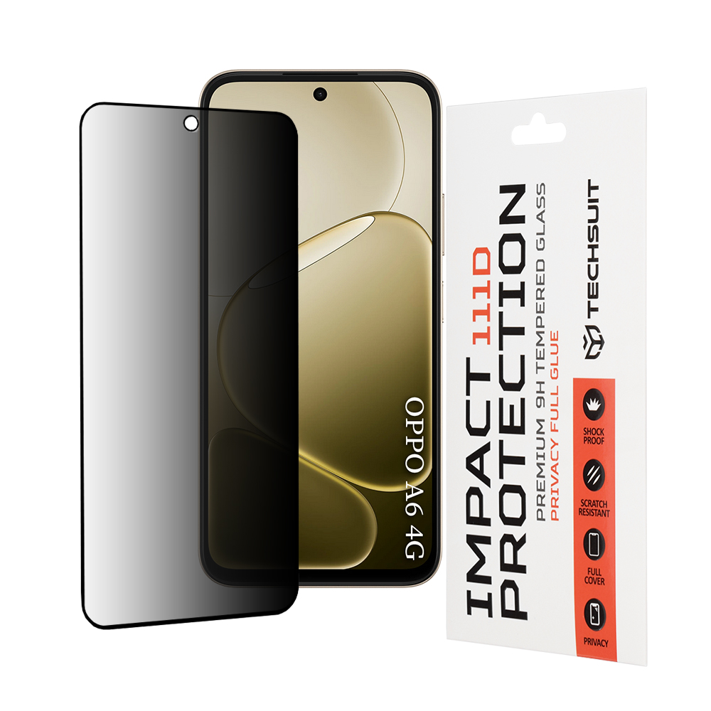 Калъф за Oppo A6 4G / A6x 4G / A6x 5G - Techsuit 111D Privacy Full Glue - Черен