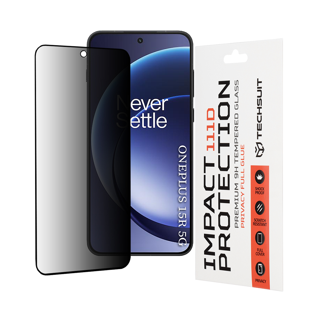 Фолио за OnePlus 15R - Techsuit 111D Privacy Full Glue - черно