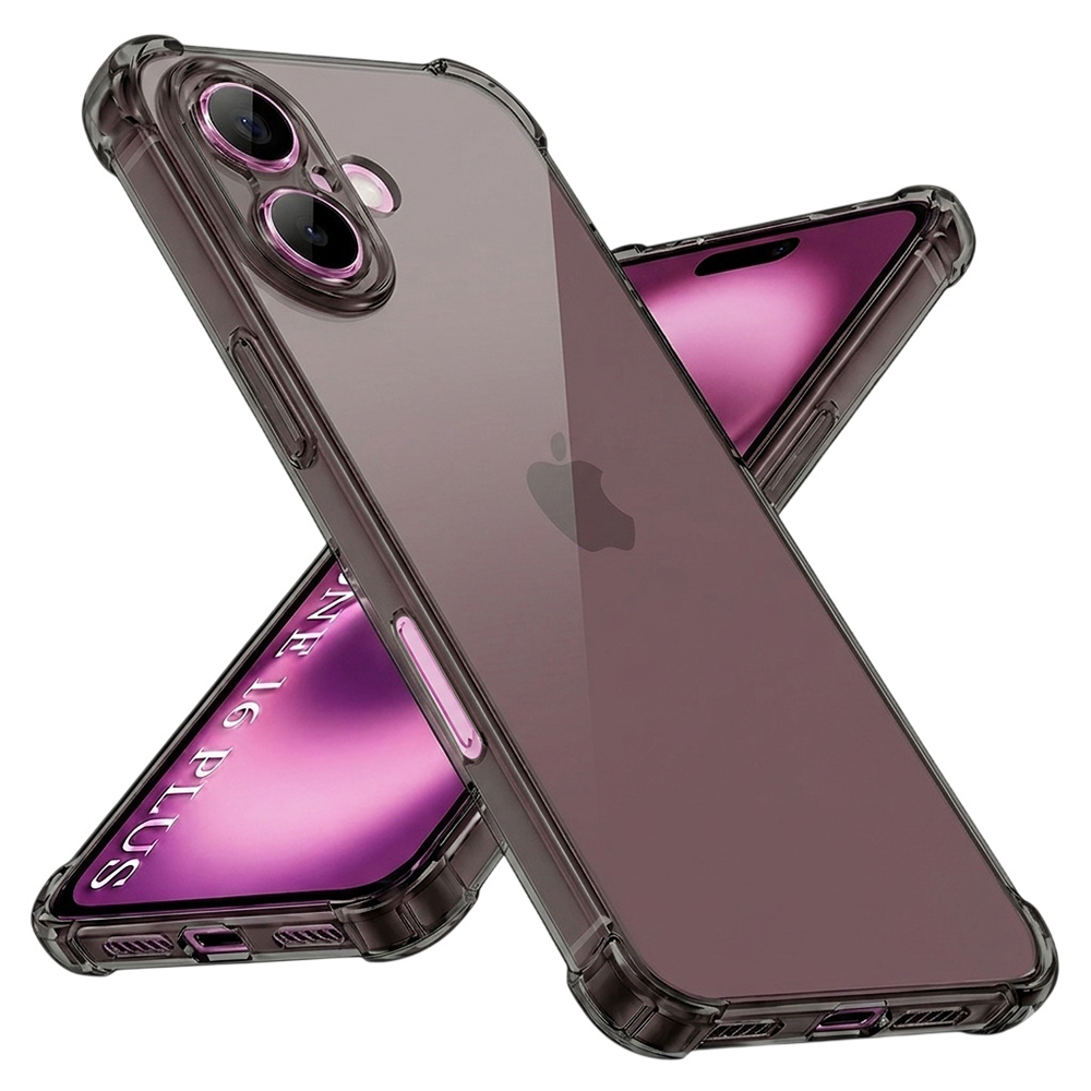 Калъф за iPhone 16 Plus - Techsuit Shockproof Прозрачен Silicone - Smoke Черен