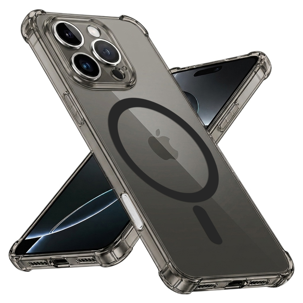 Калъф за iPhone 16 Pro - Techsuit Shockproof Прозрачен Silicone MagSafe - Smoke Черен