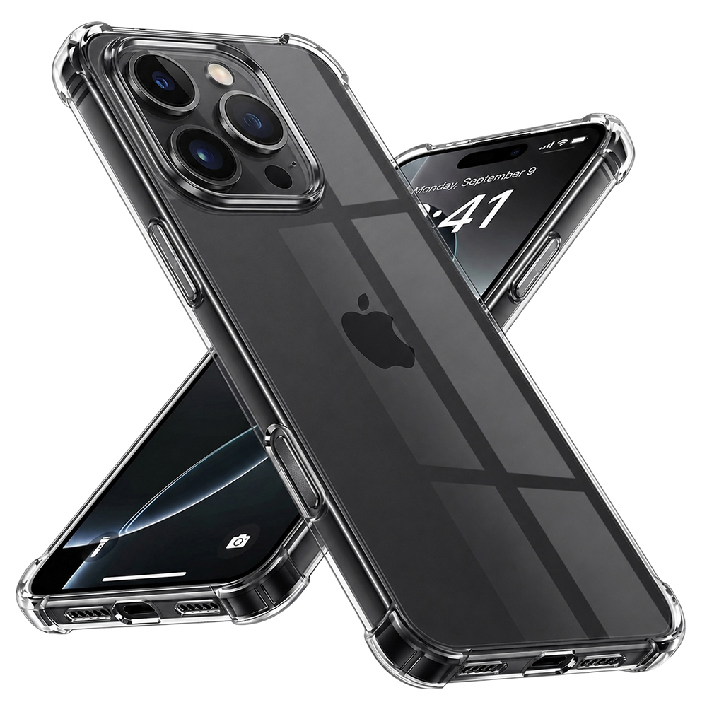 Калъф за iPhone 16 Pro Max - Techsuit Удароустойчив прозрачен силикон [Голяма дупка за обектив] - Прозрачен