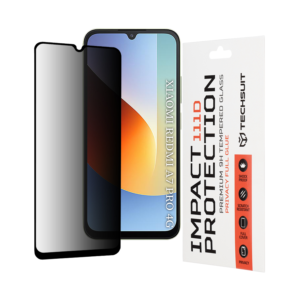 Калъф за Xiaomi Redmi A7 Pro 4G - Techsuit 111D Privacy Full Glue - Черен