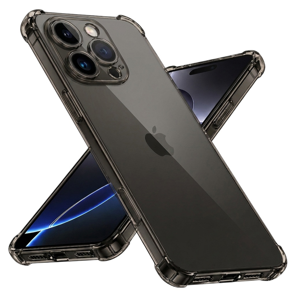 Калъф за iPhone 16 Pro Max - Techsuit Shockproof Прозрачен Silicone - Smoke Черен