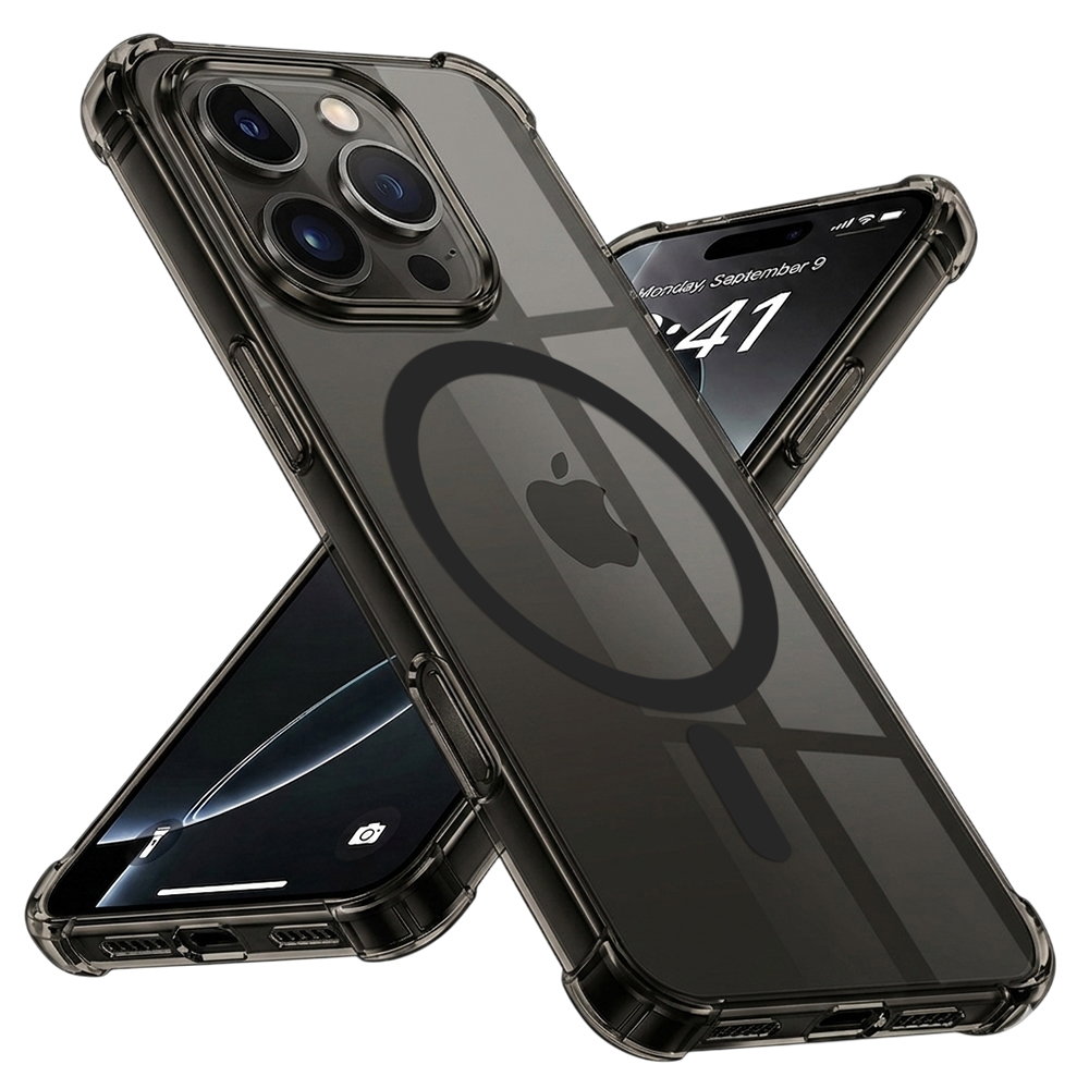 Калъф за iPhone 16 Pro Max - Techsuit Shockproof Прозрачен Silicone MagSafe - Smoke Черен