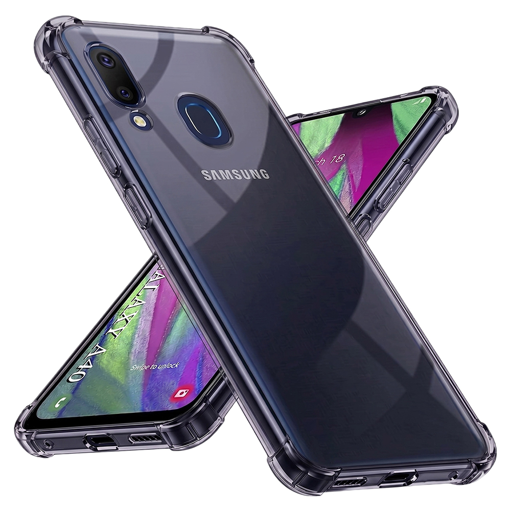 Калъф за Samsung Galaxy A40 - Techsuit Shockproof Прозрачен Silicone - Smoke Черен